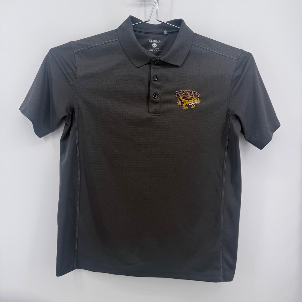 Clique Polo Shirt Mens M SF State Gators Logo Polyester Gray Solid
